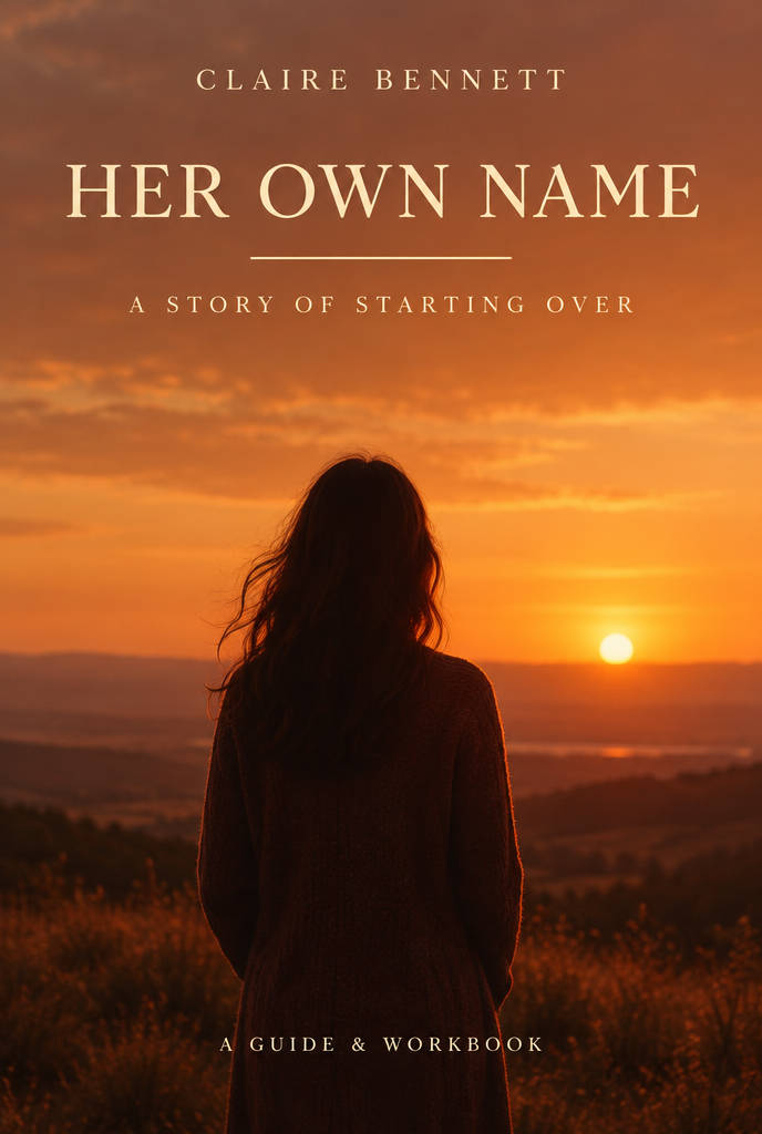 Her Own Name — book cover, a woman watching the sunset